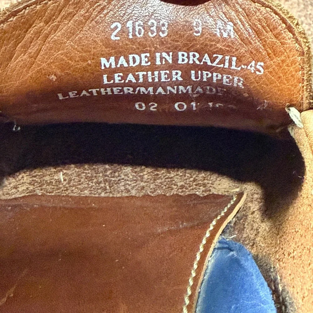 Bostonian Stadium Mens 9 M Tan Woven Leather Penny Loafers Made in Brazil 21633